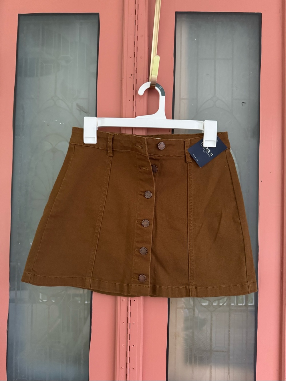 Forever 21 Chestnut Button-Front A-Line Mini Skirt NWT